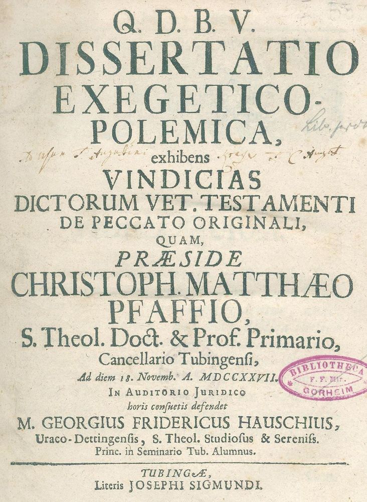 Große Abbildung Nr.1: 128-356 Pfaff,C.M. (Praes.).: (Dissertationen)