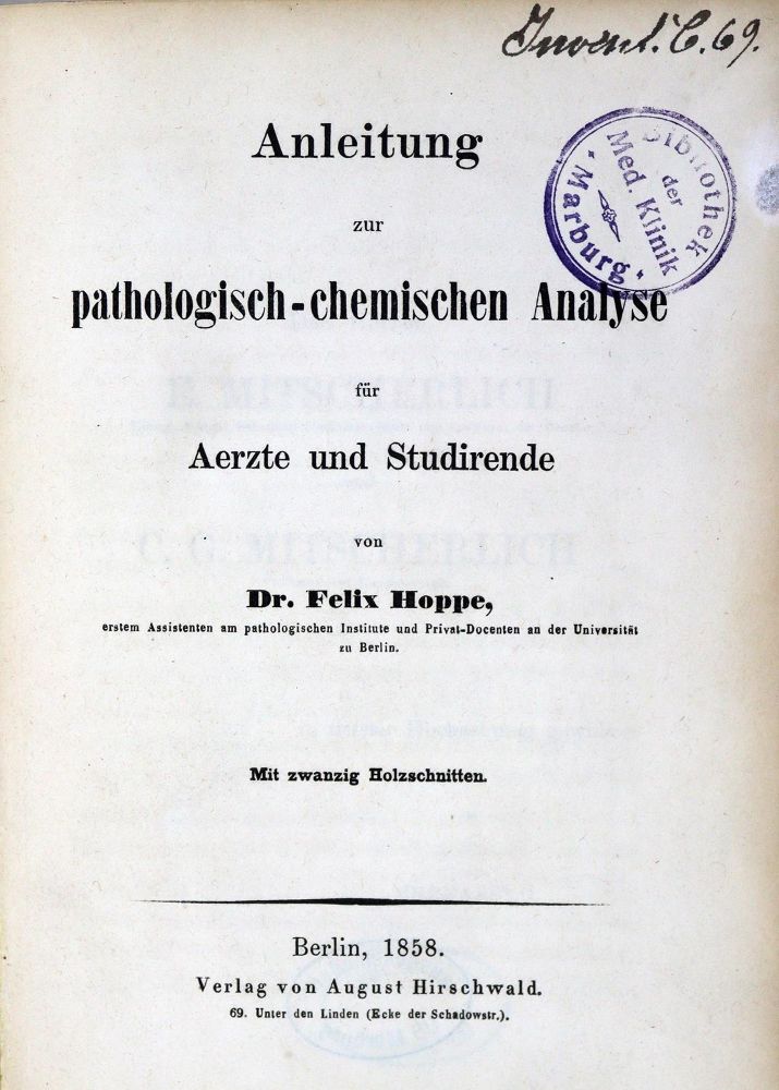 Große Abbildung Nr.1: 128-41 Hoppe-(Seyler),F.: (Aus der Sammlung Professor Dr.Dr.Johannes Büttner Teil 1)