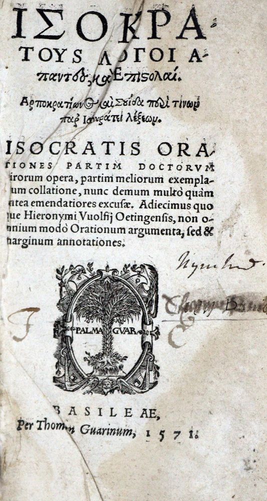 Große Abbildung Nr.1: 128-449 Isokrates.: (Alte Drucke, Handschriften und Theologie)
