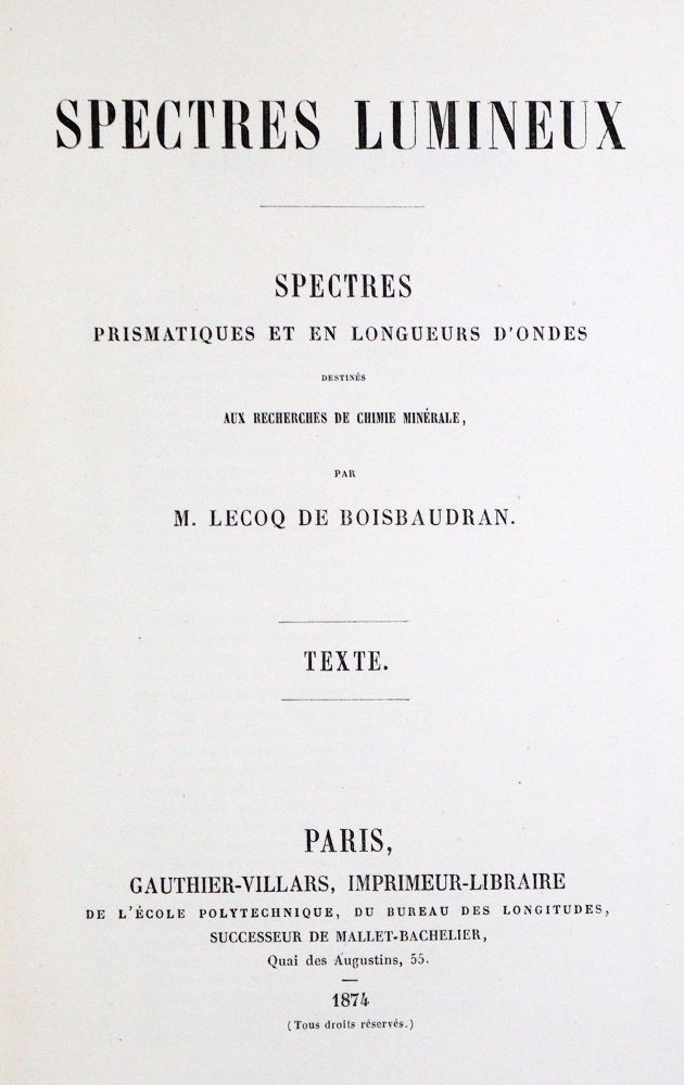 Große Abbildung Nr.1: 128-47 Lecoq de Boisbaudran,P.E.: (Aus der Sammlung Professor Dr.Dr.Johannes Büttner Teil 1)