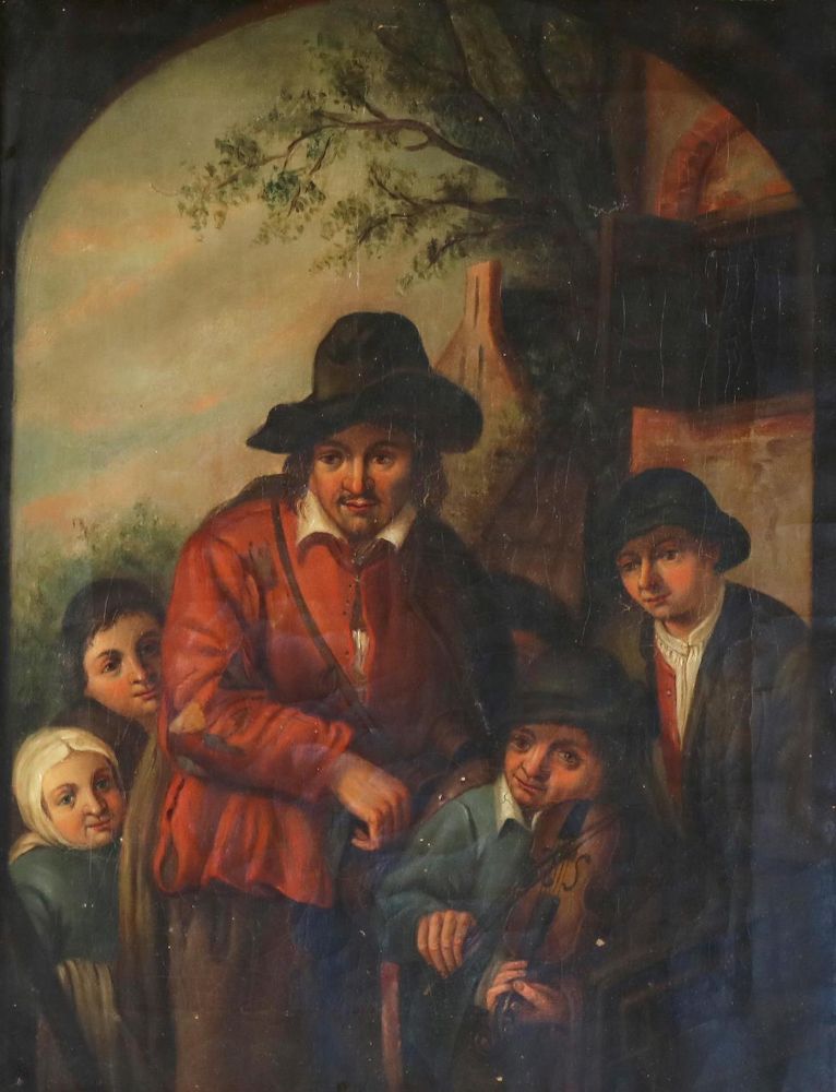 Große Abbildung Nr.1: 128-4756 Straßenmusikanten.: (Künstlergraphik)