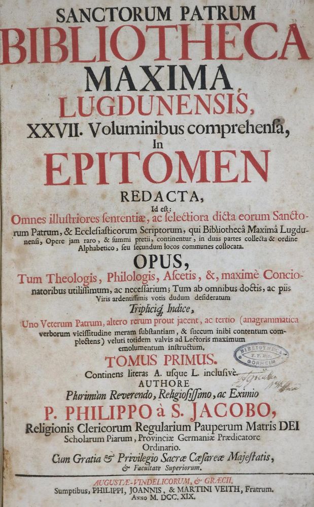 Große Abbildung Nr.1: 128-537 Philippus a Sancto Jacobo.: (Alte Drucke, Handschriften und Theologie)