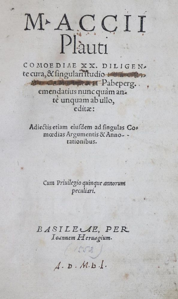 Große Abbildung Nr.1: 128-543 Plautus,M.A.: (Alte Drucke, Handschriften und Theologie)