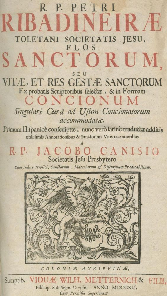Große Abbildung Nr.1: 128-554 Ribadeneyra,P.: (Alte Drucke, Handschriften und Theologie)