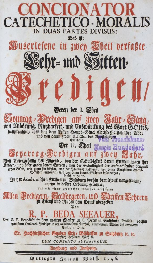 Große Abbildung Nr.1: 128-582 Seeauer,B.: (Alte Drucke, Handschriften und Theologie)