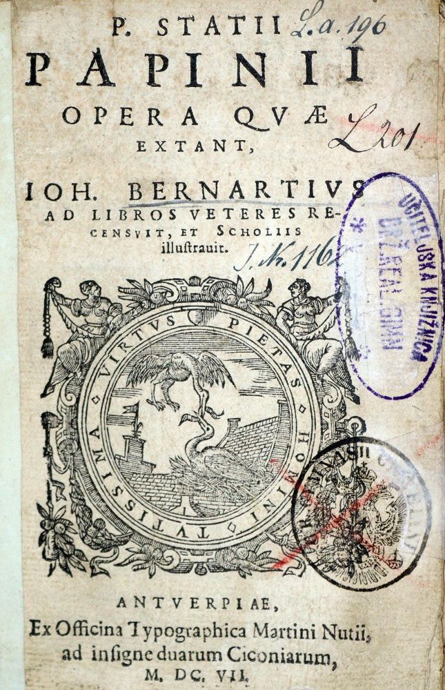 Große Abbildung Nr.1: 128-589 Statius,P.P.: (Alte Drucke, Handschriften und Theologie)