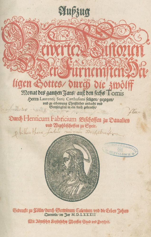 Große Abbildung Nr.1: 128-597 Surius,L. u. H.Fabricius.: (Alte Drucke, Handschriften und Theologie)