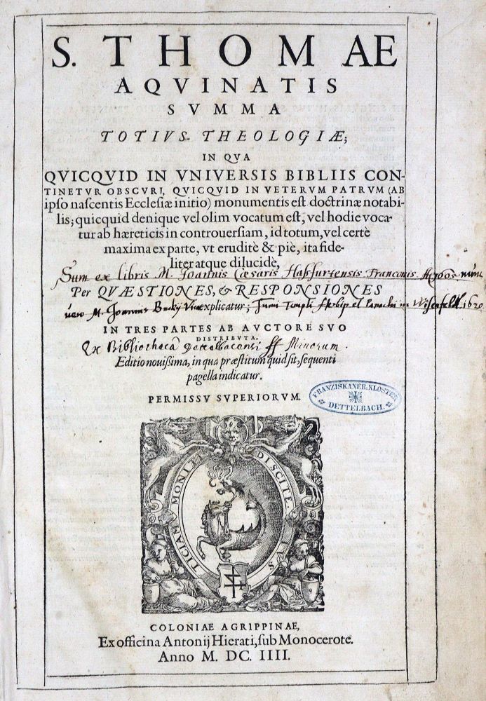 Große Abbildung Nr.1: 128-603 Thomas von Aquin.: (Alte Drucke, Handschriften und Theologie)