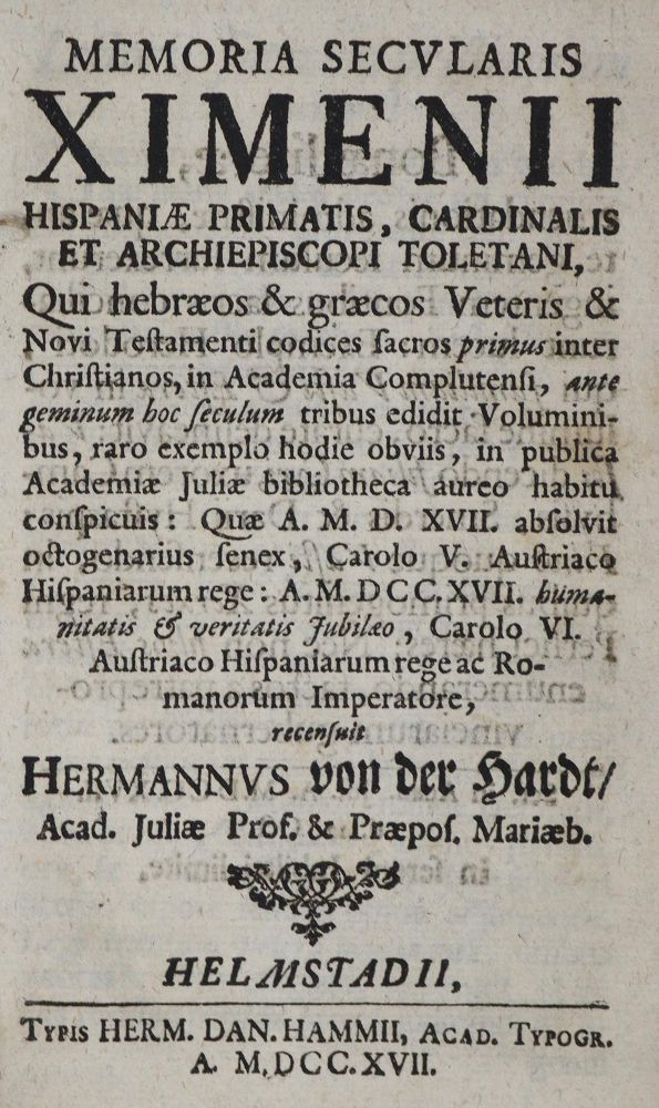 Große Abbildung Nr.1: 128-616 Hardt,H.v.d.: (Ximenius de Rada)