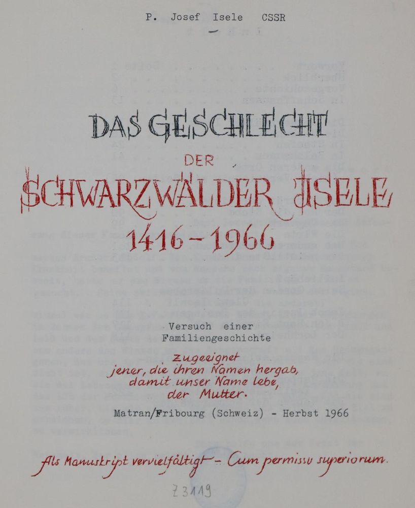 Große Abbildung Nr.1: 128-623 Isele,J.: (Genealogie und Heraldik)