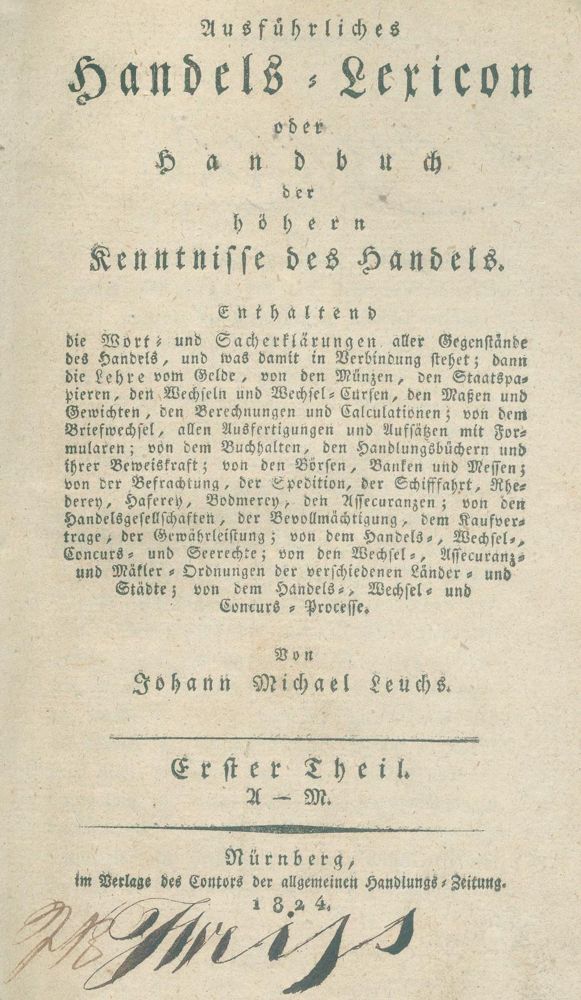 Große Abbildung Nr.1: 128-636 Leuchs,J.M.: (Wirtschaft)