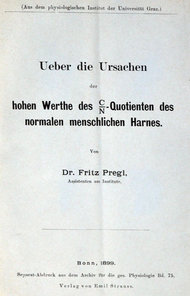 Große Abbildung Nr.1: 128-67 Pregl,F.: (Aus der Sammlung Professor Dr.Dr.Johannes Büttner Teil 1)