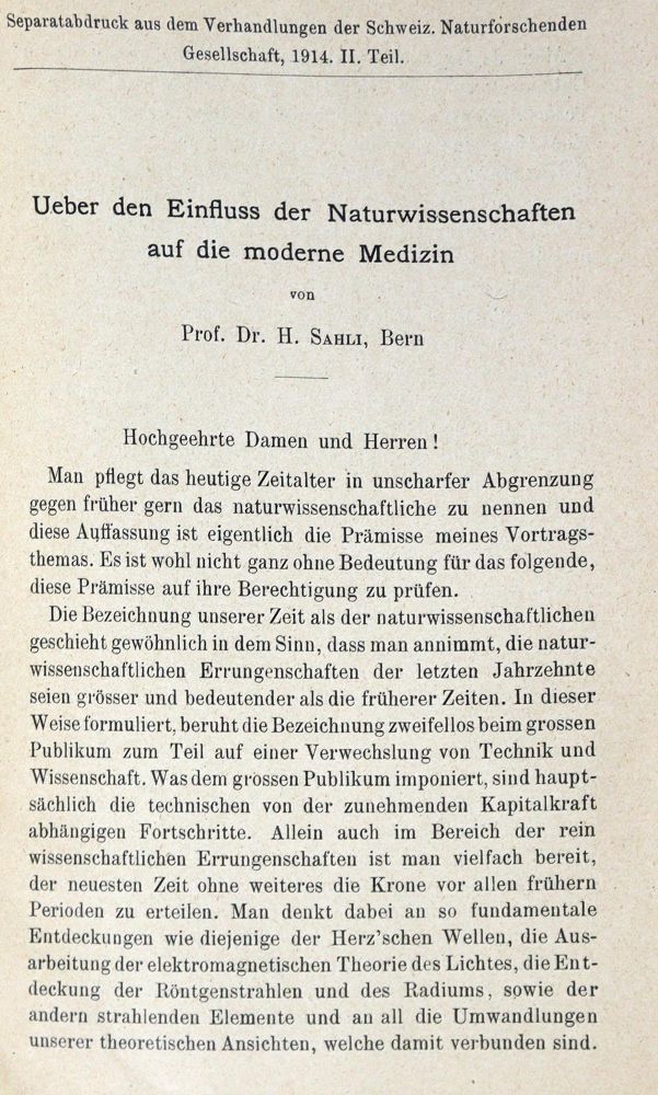 Große Abbildung Nr.1: 128-73 Sahli,H.: (Aus der Sammlung Professor Dr.Dr.Johannes Büttner Teil 1)