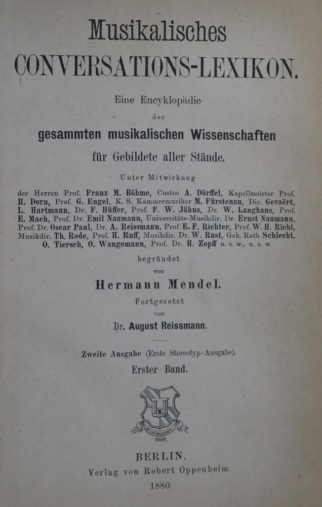 Große Abbildung Nr.1: 128-770 Mendel,H. u. A.Reissmann.: (Musik)