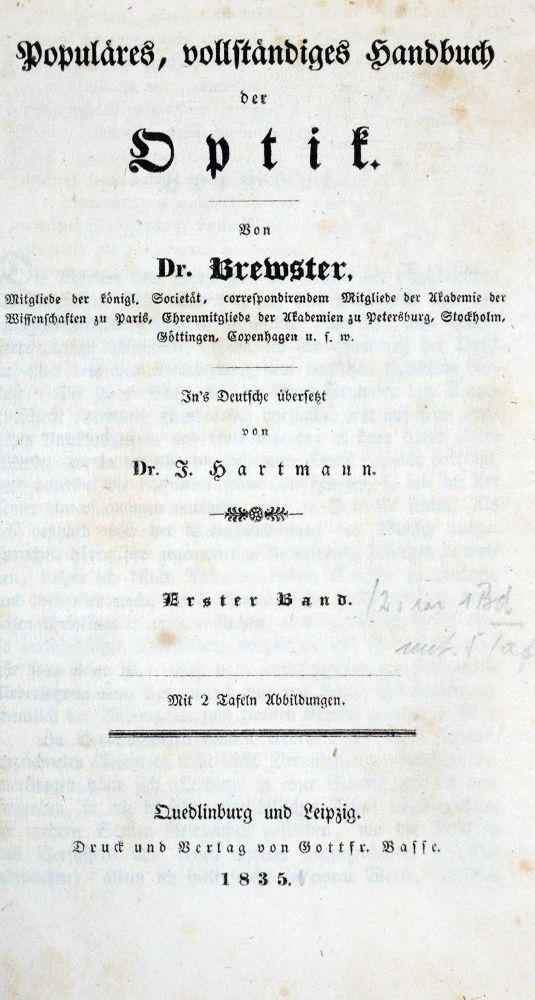 Große Abbildung Nr.2: 128-8 Brewster,(D.).: (Aus der Sammlung Professor Dr.Dr.Johannes Büttner Teil 1)