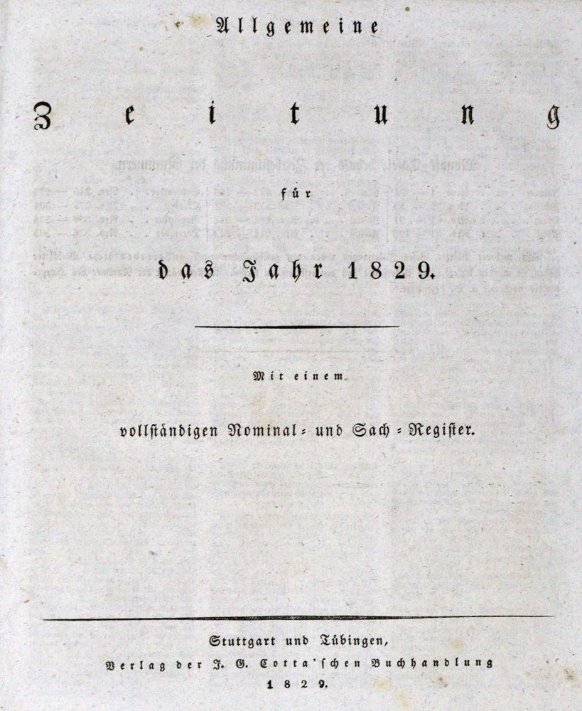 Große Abbildung Nr.1: 128-836 Allgemeine Zeitung.: (Zeitschriften und Zeitungen)