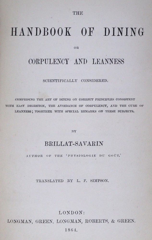 Große Abbildung Nr.1: 128-865 Brillat-Savarin,(J.A.).: (Küche und Haushalt, Gastrosophie)