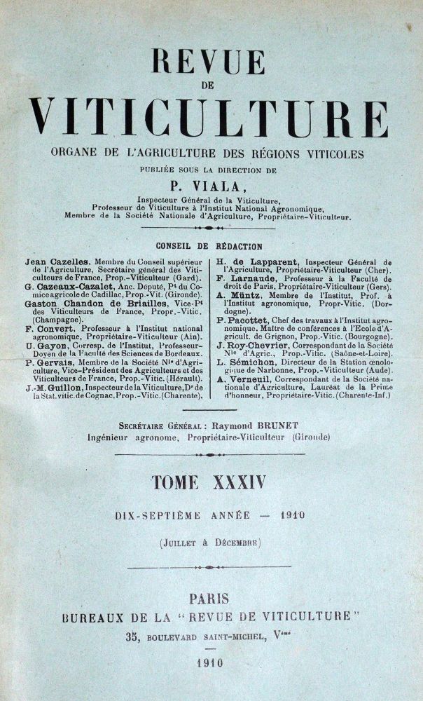 Große Abbildung Nr.2: 128-886 Revue de Viticulture.: (Küche und Haushalt, Getränke, Wein und Weinbau)
