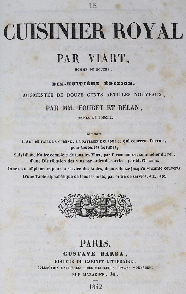 Große Abbildung Nr.1: 128-933 Viart (d.i. A.Viard) u. Foret.: (Küche und Haushalt, Kochbücher)