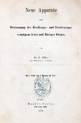 Bild Nr.1: 128-1 Abbe,E.: (Aus der Sammlung Professor Dr.Dr.Johannes Büttner Teil 1)
