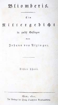 Bild Nr.1: 128-1307 Alxinger,J.v.: (Literatur und illustrierte Bücher bis 19.Jahrhundert)