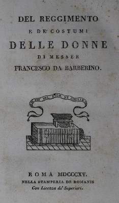 Bild Nr.1: 128-1321 Barberino,F.da (d.i.Francesco di Neri).: (Literatur und illustrierte Bücher bis 19.Jahrhundert)