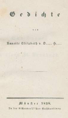 Bild Nr.1: 128-1345 Droste-Hülshoff,Annette v.: (Literatur und illustrierte Bücher bis 19.Jahrhundert)