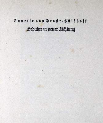 Bild Nr.1: 128-1559 Droste-Hülshoff,A.v.: (Literatur und illustrierte Bücher 20.Jahrhundert - Alte Literatur in modernen Ausgaben)