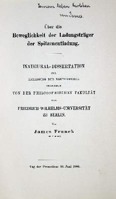 Bild Nr.1: 128-2094 Franck,J.: (Verschiedene Gebiete - Varia, Physik)