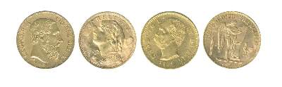 Bild Nr.2: 128-2836 4 Goldmünzen: (Münzen und Medaillen, Goldmünzen)