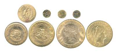 Bild Nr.2: 128-2837 5 Goldmünzen u.: (Münzen und Medaillen, Goldmünzen)