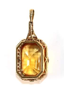 Bild Nr.3: 128-2893 Art Déco Citrinanhänger.: (Schmuck, Anhänger)