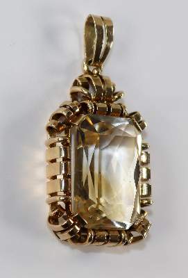 Bild Nr.2: 128-2894 Art Déco Citrin-Gold: (Schmuck, Anhänger)