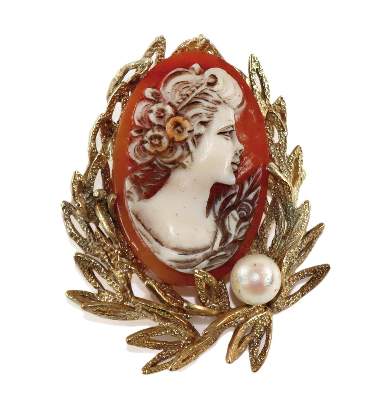 Bild Nr.1: 128-2900 Muschelgemme, Broschhänger.: (Schmuck, Anhänger)