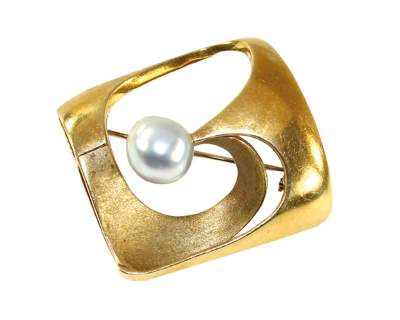 Bild Nr.1: 128-2949 Modernistenbrosche 585 GG.: (Schmuck, Broschen)