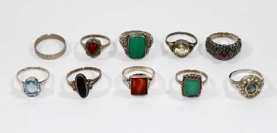 Bild Nr.1: 128-3017 10 Silberringe: (Schmuck, Ringe)