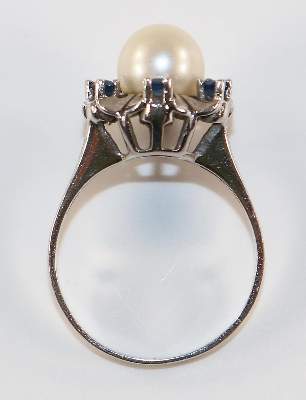 Bild Nr.2: 128-3035 Perl-Saphirring.: (Schmuck, Ringe)