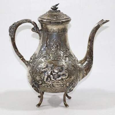 Bild Nr.2: 128-3107 Prunkvolle Kaffeekanne: (Silber)