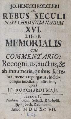 Bild Nr.1: 128-320 Boecler,J.H.: (Alte Drucke, Handschriften und Theologie)