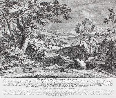 Bild Nr.21: 128-3308 Hasenjagd.: (Varia, Jagd, Ridinger)