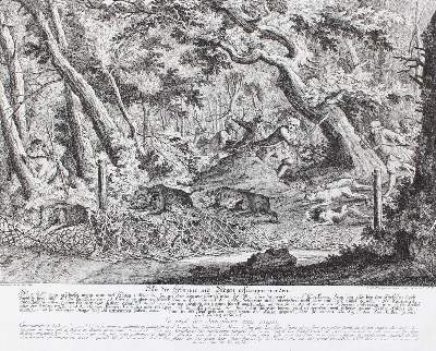 Bild Nr.1: 128-3317 Schweinejagd.: (Varia, Jagd, Ridinger)