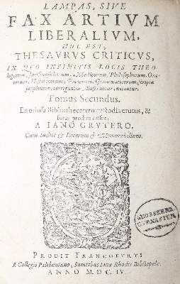 Bild Nr.1: 128-401 Gruter,J.: (Alte Drucke, Handschriften und Theologie)