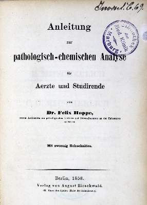 Bild Nr.1: 128-41 Hoppe-(Seyler),F.: (Aus der Sammlung Professor Dr.Dr.Johannes Büttner Teil 1)