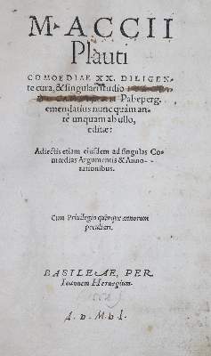 Bild Nr.1: 128-543 Plautus,M.A.: (Alte Drucke, Handschriften und Theologie)