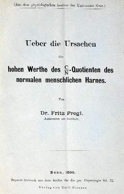 Bild Nr.1: 128-67 Pregl,F.: (Aus der Sammlung Professor Dr.Dr.Johannes Büttner Teil 1)
