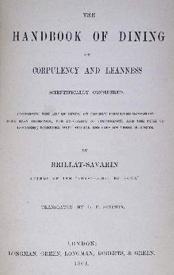 Bild Nr.1: 128-865 Brillat-Savarin,(J.A.).: (Küche und Haushalt, Gastrosophie)
