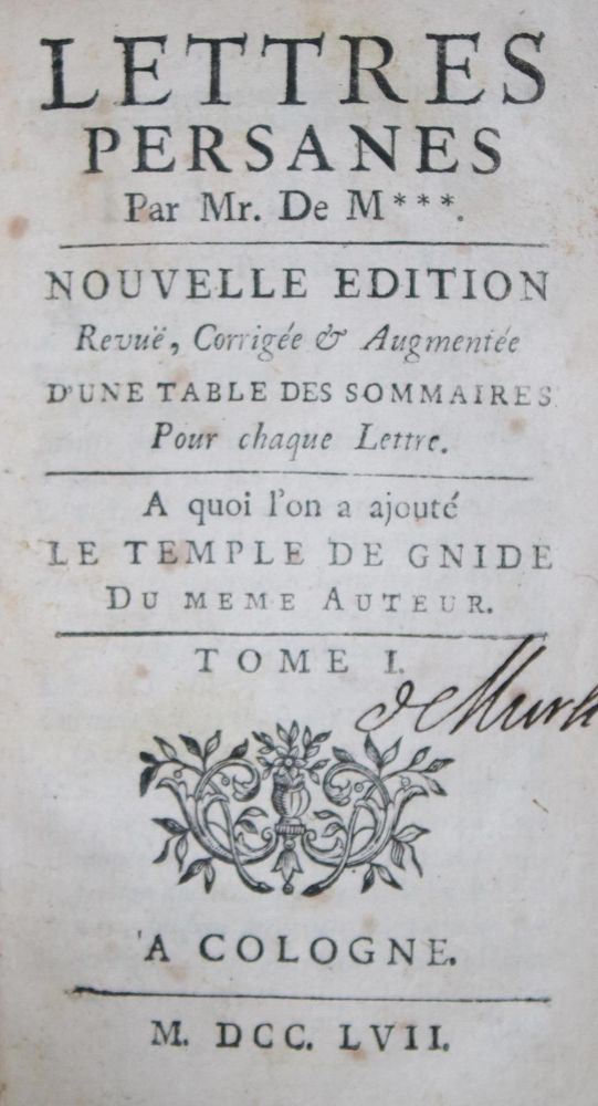Große Abbildung Nr.1: 129-1037 (Montesquieu,C.de).: (Literatur und illustrierte Bücher bis 19.Jahrhundert)