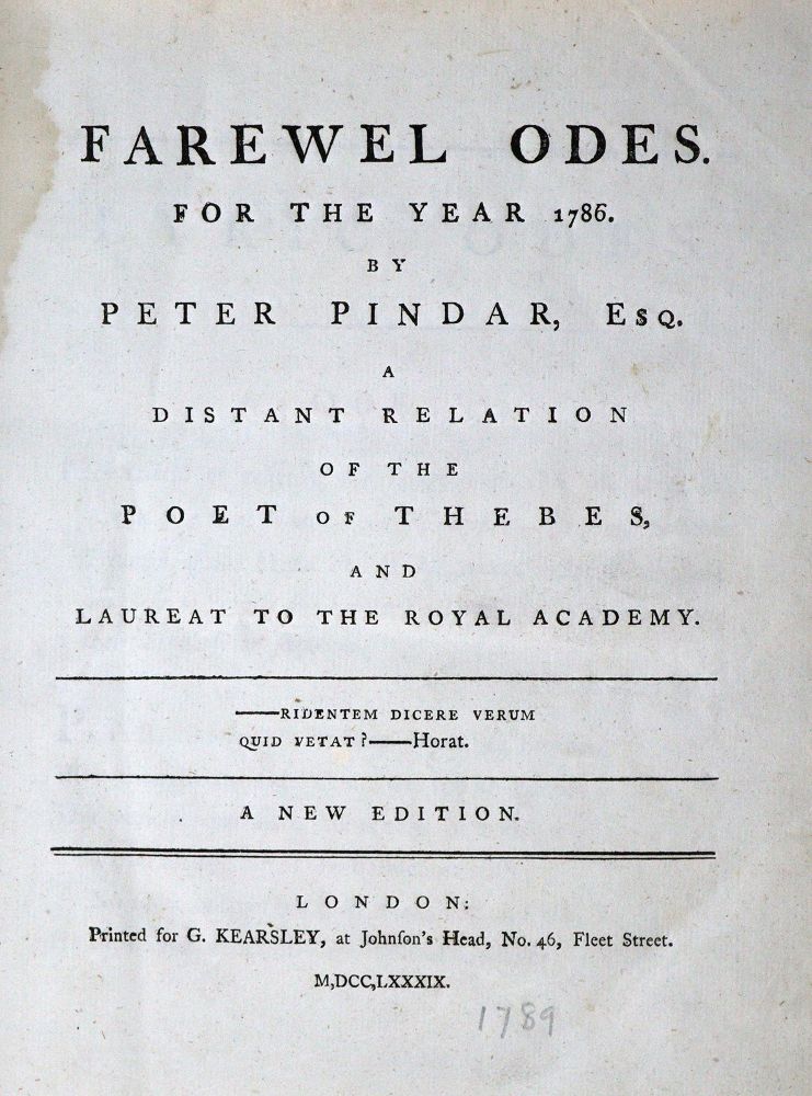 Große Abbildung Nr.1: 129-1047 Pindar,P. (d.i. J.Wolcot).: (Literatur und illustrierte Bücher bis 19.Jahrhundert)