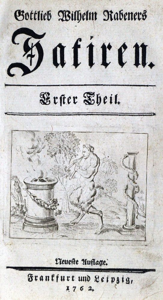 Große Abbildung Nr.1: 129-1057 Rabener,G.W.: (Literatur und illustrierte Bücher bis 19.Jahrhundert)