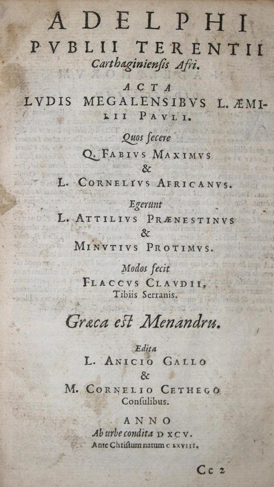 Große Abbildung Nr.1: 129-1090 Terentius,A.P.: (Literatur und illustrierte Bücher bis 19.Jahrhundert)